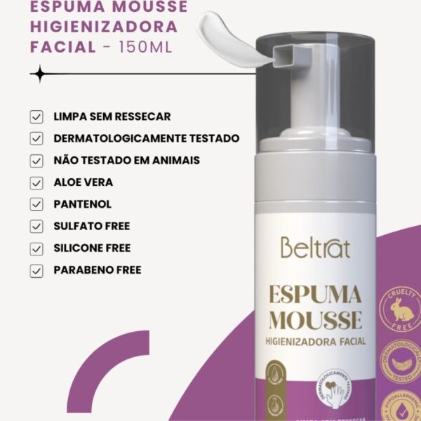 Espuma Mousse Higienizadora Facial Beltrat 150ml.