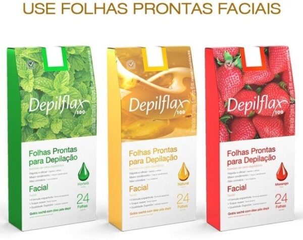 CERA FRIA FOLHAS FACIAIS DEPILFLAX 24 FOLHAS