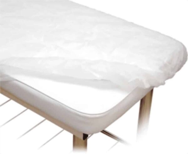 LENÇOL DESCARTÁVEL PARA MACA COM ELÁSTICO TNT BRANCO 5 UNIDADES - PLIN