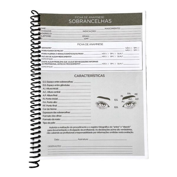 Ficha Anamnese Design de Sobrancelhas 50 Folhas