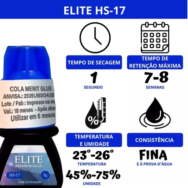 Cola Elite Premium Hs17 Extensão Cílios 3ml